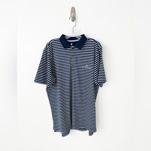 Morefar Golf Club Shirt M Blue Striped F&G Tech